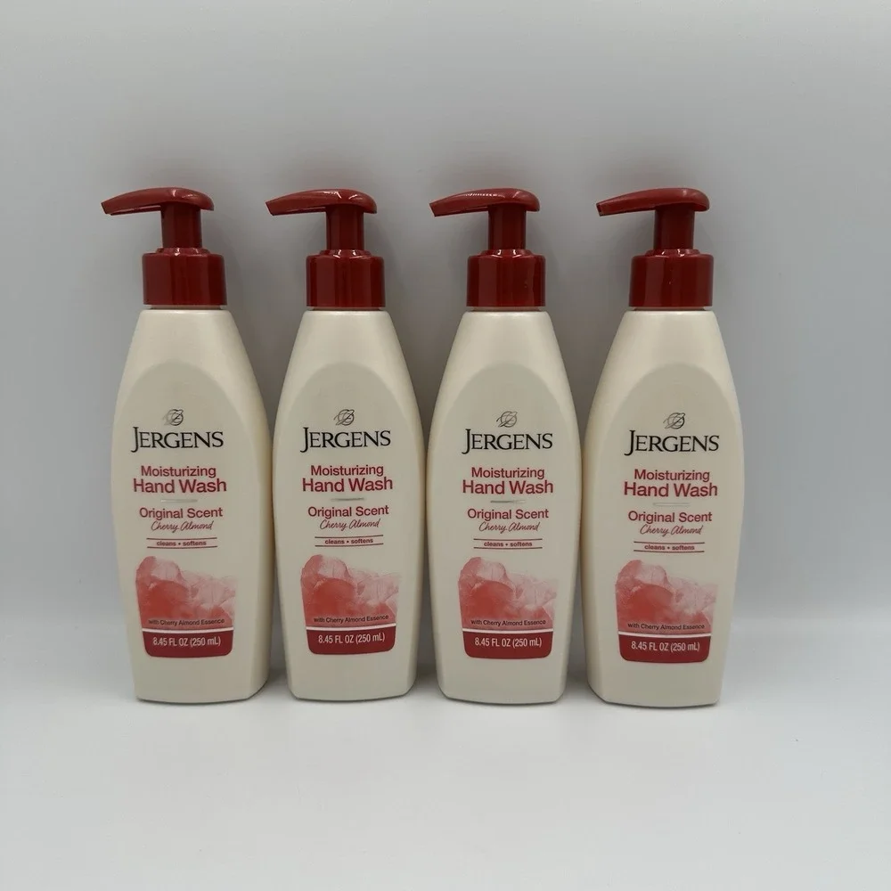 (4) JERGENS Moisturizing Hand‎ Wash Soap Original Scent Cherry Almond 8.45 oz Ea